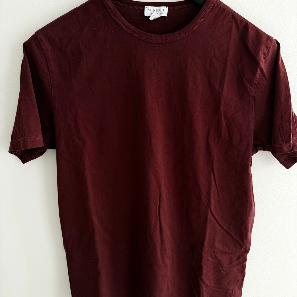 Sunspel Deep Burgundy Short Sleeve Tee